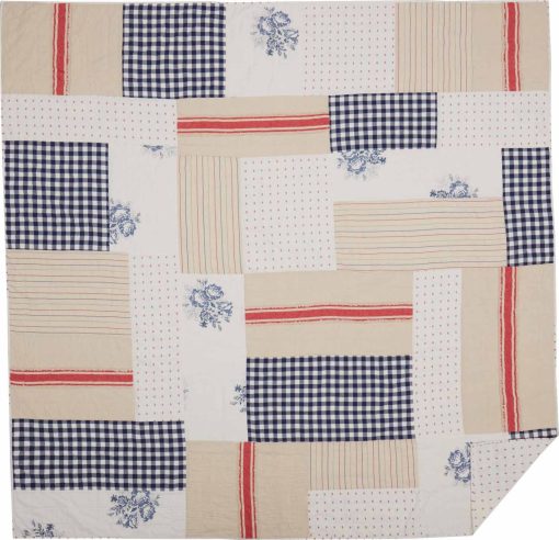 Edredon Piper Classics Betsy, 95" L x 105" W, Patchwork de Rojo, Blanco, Azul, Crema, Americana, Patriotico, King - Imagen 4