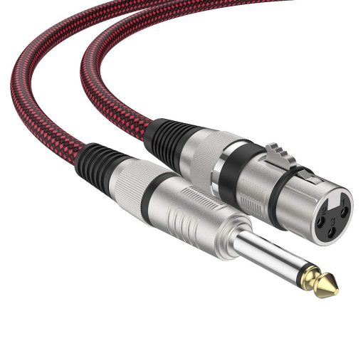 Cable XLR Hembra a 1/4 TS 15ft 2Pack, BIFALE Cable de Microfono Trenzado de Nylon TS 6.35mm Jack Mono Desbalanceado Cable de Microfono Resistente