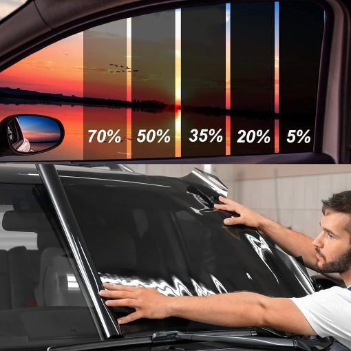 Pelicula de tinte para ventanas TOYOCO para autos, Pelicula de privacidad para ventanas de automoviles, Parasol para parabrisas delantero de automovil, Bloqueo de calor y rayos UV y resistente a los aranazos, Pelicula negra para oscurecer el parabrisas del automovil