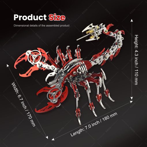 Rompecabezas metalico 3D del escorpion OVIMUM, kit de escorpion rey DIY de acero inoxidable, decoracion de modelo ensamblado a mano, rompecabezas para adultos/adolescentes (rojo) - Imagen 5