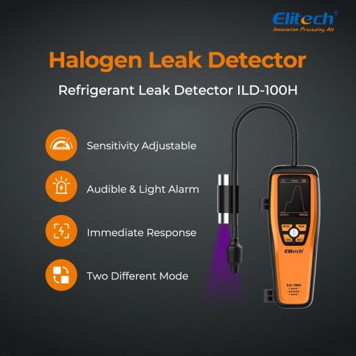 Elitech Detector de Fugas de Refrigerante HVAC con Sensor de Diodo Calentado Halogeno Freon, Deteccion de Aire Acondicionado, R22 R410A R134A R1234YF CFCs HCFCs HFCs, ILD-100H - Imagen 2