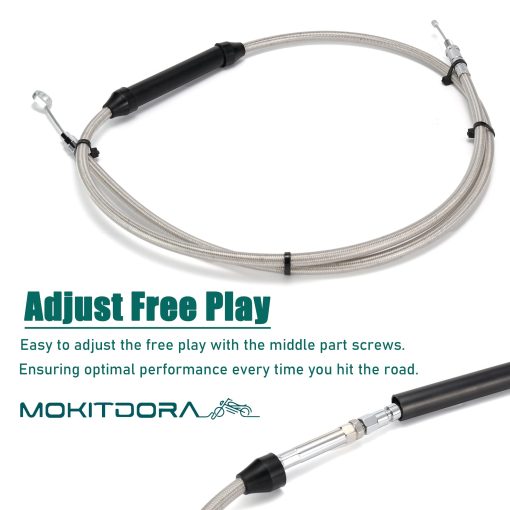 Cable de Embrague de Acero Inoxidable Trenzado MoKitDora +2" Extension Mejorado para Harley Twin Cam Evolution 5 Velocidades Transmision Dyna 1987-2006 y Modelos Touring Electra Glide 2002-2006, Cromo - Imagen 6