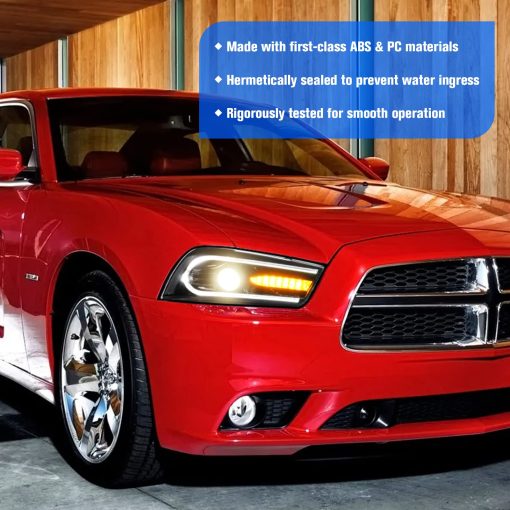 Conjunto de faros delanteros de proyector dual Gubebaili para Dodge Charger R/T Pursuit SRT8 SXT Plus 2011-2014, lampara delantera LED con luces diurnas DRL y senales de giro secuenciales, lente clara - Imagen 6