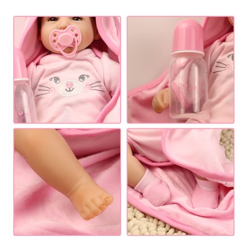 Munecas Reborn Realistas Nina, Set de Regalo para Ninos y Ninas de Mas de 3 Anos, Cuerpo Suave de Vinilo de Silicona Real 16" - Imagen 6
