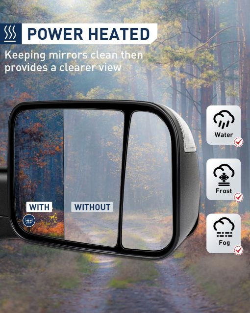 Espejos de Remolque ECCPP para Dodge Ram 1500 2009-10 y Ram 1500 2500 3500 2011-2016 con Luces de Senalizacion Par de Espejos Laterales con Calefaccion Electrica para Lado del Pasajero y Conductor - Imagen 4