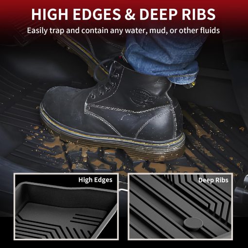 Tapetes LASFIT para Toyota RAV4 2019-2024 (Incluye Hibrido) Tapetes de TPE para Todo Clima Tapete Personalizado para Toyota RAV 4 1ra y 2da Fila, Negro - Imagen 3