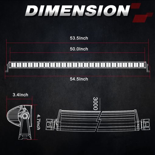 50 pulgadas Barra de Luz Curva, OFFROADTOWN 768W Luces LED Off Road Quad Row Combo de Luz de Conduccion Luz Curva para Camioneta Pickup SUV Jeep Bronco Honda Toyota Can-Am - Imagen 2