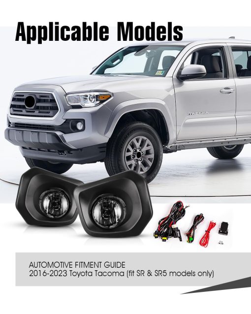 Faros de Niebla AUTOWIKI Para Toyota Tacoma 2016-2023 (Compatible con Modelo SR, SR5 Solamente) Con Lente Ahumado 2 Piezas - Imagen 2