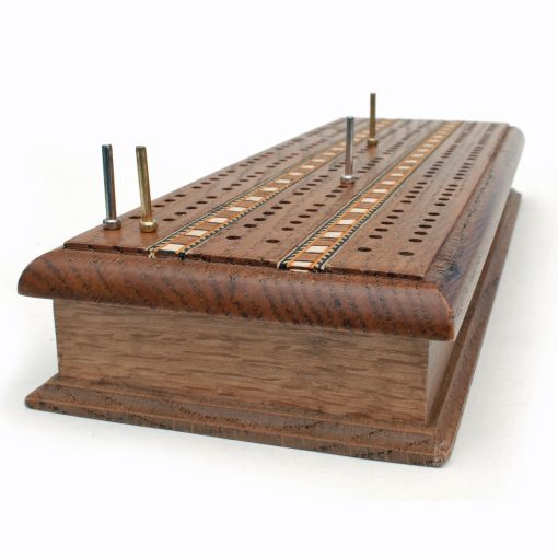 Juego de Tablero de Cribbage WE Games, Roble Macizo Manchado con Tablero de Pista Sprint de 3 Carriles, Incluye Clavijas Metalicas y 2 Barajas de Cartas, Juegos de Mesa para Adultos - Imagen 3