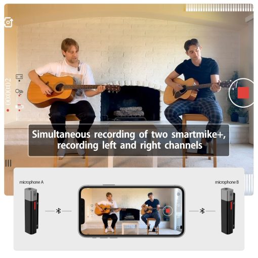 SabineTek Official SmartMike+ con Pro Bundle Professional Kit - Sistema de Microfono Inalambrico Bluetooth (SmartMike+ Negro *2 + Microfono Unidireccional *2) - Imagen 6