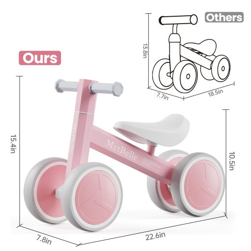 Bicicleta de equilibrio para bebes con iluminacion colorida para ninos y ninas de 1-2 anos, 10-24 meses de empuje de bicicleta de equilibrio para bebes, 4 ruedas primera bicicleta para ninos, regalos de primer cumpleanos para ninos en edad preescolar - Imagen 3