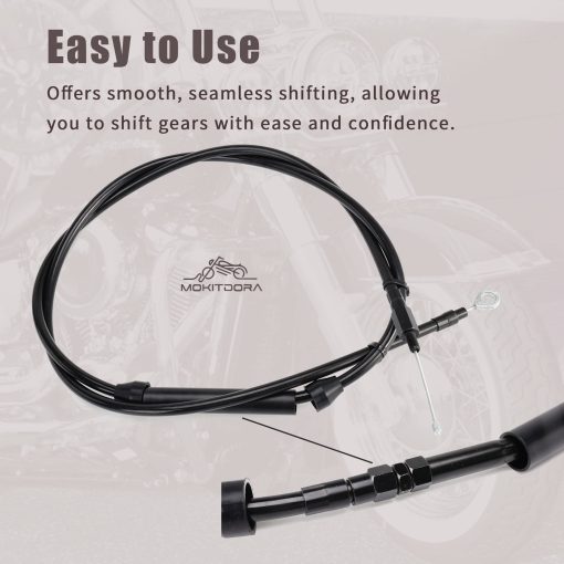 Cable de Embrague MoKitDora Negro +2" de Longitud Extendida Mejorado para Modelos Harley Twin Cam Evolution de 1987-2006 con Transmision de 5 Velocidades, Modelos Touring Dyna Softail, Negro - Imagen 3