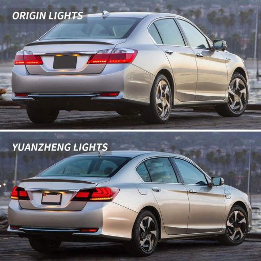 Juegos completos de luces traseras LED VLAND para [Honda Accord 9th Gen Sedan 2013 2014 2015] con senal de giro secuencial ambar, YAB-YG-0250-H, Rojo y ahumado [No compatible con Honda accord lx/Sport/Touring] - Imagen 2