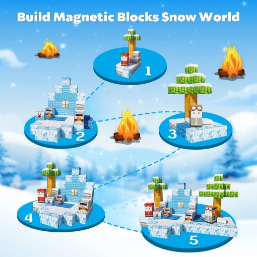 Conjunto de 130 Piezas de Bloques Magneticos para Construir Mundos Mineros, Juego de Bloques Magneticos para Ninos, Juguetes Sensoriales STEM para Ninos y Ninas de 3+ Anos - Imagen 8