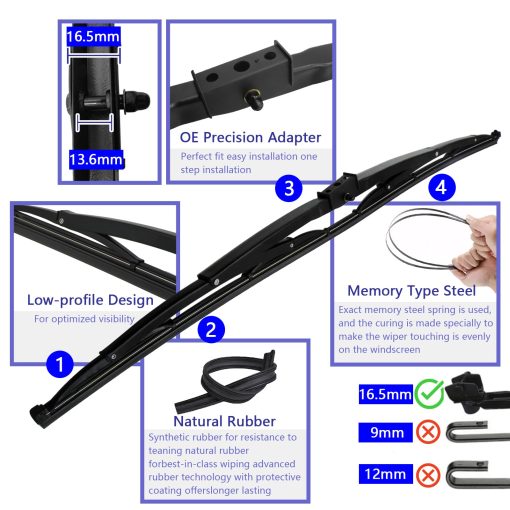 Juego de 2 Cuchillas Limpiaparabrisas de Montaje en Silla de Montar de 24" para Motorhome Vehiculo Recreativo RV y Autobus con 20 Tabletas Concentradas para Lavadora de Autos 16.5mm - Imagen 2
