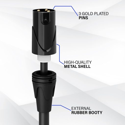 Cable de Microfono XLR LyxPro de 30 Pies Balanceado Macho a Hembra 3 Pines para Altavoces Potenciados Interfaz de Audio Profesional Rendimiento de Audio Pro y Dispositivos de Grabacion - Amarillo - Imagen 2
