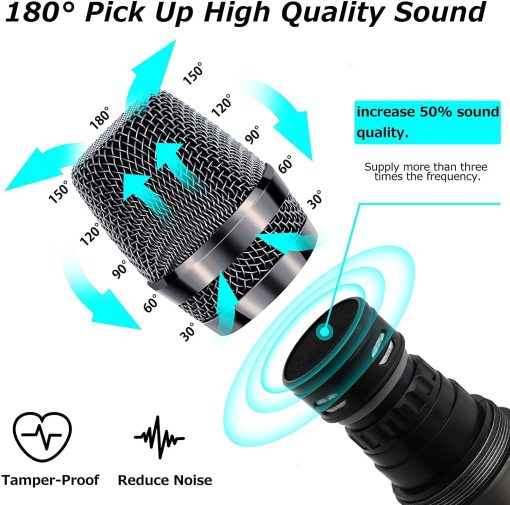 Microfono inalambrico JYX, sistema profesional de microfono dinamico de mano UHF de metal con receptor recargable de 1/4''(6.35mm), para amplificador, sistema de sonido PA, canto de karaoke, boda, fiesta, discurso, iglesia - Imagen 4