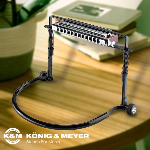 Sujeta armonicas K&M Konig & Meyer 16415.000.55 | Estandar de la industria | Soporte de cuello para arpa manos libres | Resistente marco ajustable | Grado profesional para todos los musicos | Hecho en Alemania | Negro - Imagen 4