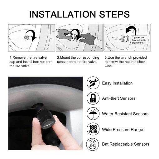 VESAFE TPMS, Sistema de Monitoreo de Presion de Neumaticos Inalambrico para RV, Remolque, Autobus, Casa Rodante, Quinta Rueda, Incluye un Amplificador de Senal y 4 sensores antirrobo. - Imagen 5