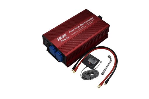 Inversor Puro de Onda Senoidal de 2500W DC24V a AC110V 60Hz con Doble TOMACORRIENTES ETL, Salida de USB 5V 2A y Control Remoto por Cable LCD