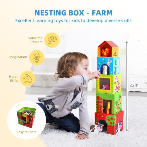 Juguetes Montessori para Bebes de 1 Ano, Kit Educativo de Aprendizaje 7 en 1 con Cubo Sensorial, Caja Apilable, Caja Educativa 3 en 1, Banco de Golpear y Vasos Apilables para Bebes - Imagen 5