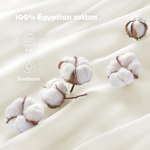 Juego de Sabanas 100% Algodon Egipcio tamaño California King, 1000 Hilos Sabanas de Algodon Puro, Juego de Sabanas de Lujo para Hotel, Bolsillos Extra Profundos de 18", 4 Piezas de Sabanas de Saten (Cal King, Marfil) - Imagen 3