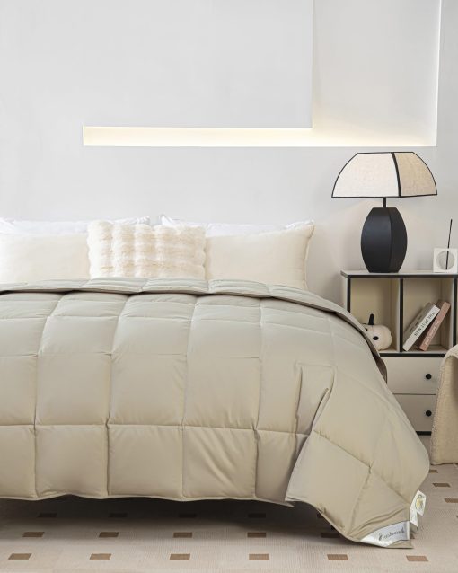 Edredon de plumas de ganso ligero para clima calido/verano, Inserto de edredon para enfriar manta, 750 Fill Power Ultra Soft Fabric Gris, Tamano King (104x90 pulgadas) - Imagen 2