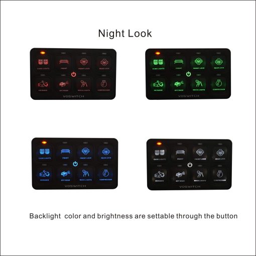 Panel de Interruptores Voswitch UV100 8 Gang Sistema de Control de Potencia para Camion UTV Lado a Lado Barco Uso de Bateria de 12V - Imagen 4