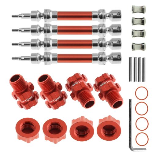 Ejes de transmision delanteros y traseros y adaptadores hexagonales de rueda ensanchados de 10mm de 14mm a 17mm con tuercas de rueda de 17mm para Arrma Senton 3S Granite 3S Vorteks 3S Senton Mega550 Granite Mega550 Piezas de actualizacion (Rojo) - Imagen 3