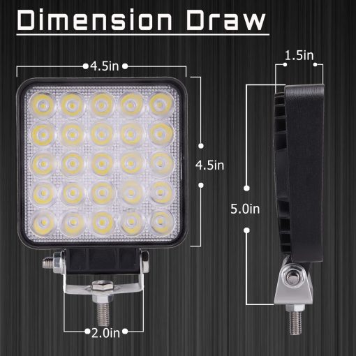 Luces de Trabajo LED SAN YOUNG para Camion Tractor, 4 Pulgadas 75W 7000lm 12V 24V Luces de Focos Impermeables Cuadrados para ATV UTV RV RZR Carro de Golf Barco, 20 Piezas - Imagen 2