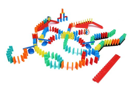 Kit de Dominos Cineticos a Granel | Juego de Dominos, Juguetes STEM STEAM Pequenos, Juegos Familiares para Ninos, Juguetes y Juegos para Ninos, Construccion, Derribo, Sets de Reaccion en Cadena (204 piezas)