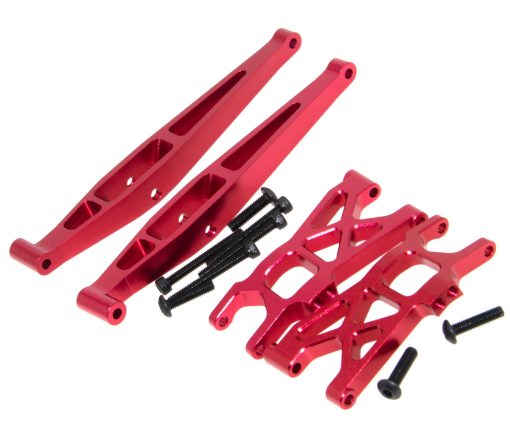 Piezas de Metal Compatible con 1/18 Axial Yeti Jr RTR Rc Car Upgrade Hub Carrier/C-Hub & Knuckle Arms & Rear Lower Chassis Link & Front Lower Control Arm & Suspension Arm Aleacion de Aluminio de Repuesto (Rojo) - Imagen 6