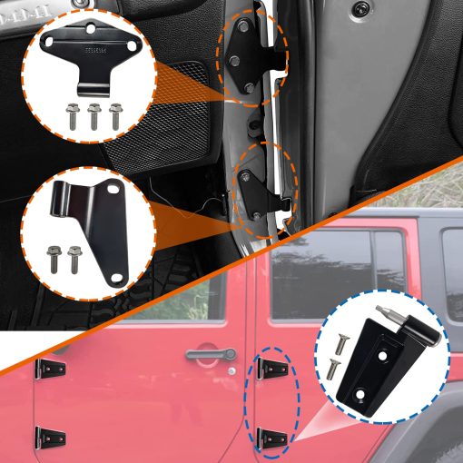 Kit de ensamblaje de bisagra de 4 puertas Lqito compatible con Jeep JK Jeep Wrangler 2007-2018 Interior y Exterior, 16PCS con 36 tornillos - Imagen 3