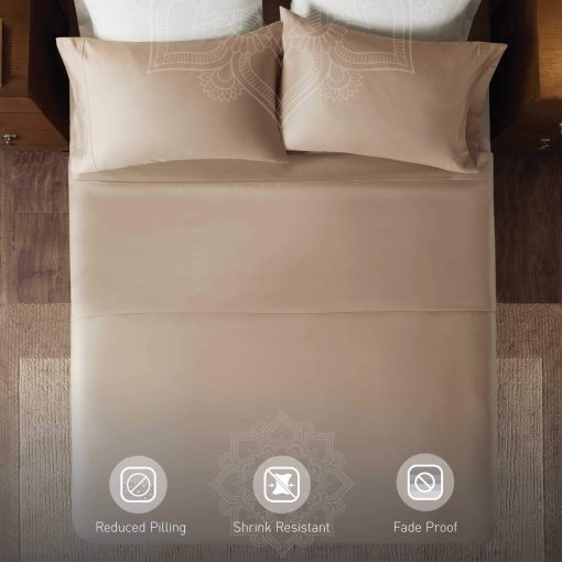 Juego de sabanas de lujo Hyde Lane de 1000 hilos 100% algodon para cama King | Muy comodo y grueso con bolsillo profundo - Ajustable hasta colchon de 18", Tejido de saten de lujo de hotel - Juego de sabanas de 4 piezas (Taupe, King) - Imagen 4