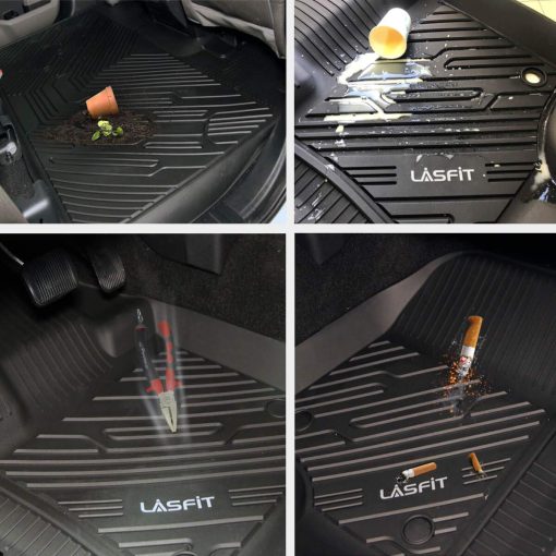 Tapetes LASFIT 2014-2018 para Jeep Wrangler JK Unlimited de 4 Puertas (No compatible con JL o 4xe), Tapetes para Todos los Climas de TPE?Ajuste Personalizado para la 1? y 2? Fila, Negro - Imagen 8