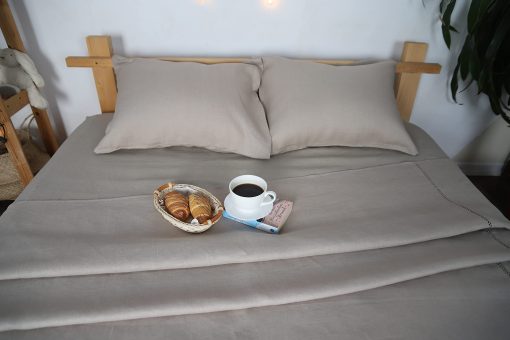 Juego de sabanas y fundas de almohada de lino WHOLEWOOLS - Juego de sabanas de lino natural - 4 piezas transpirables y ultra suaves (sabana ajustable, sabana y 2 protectores de almohada) (Twin, Natural) - Imagen 2