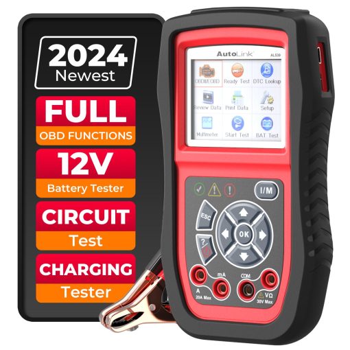 Autel AL539B Escaner OBD2, Lector de Codigos 3-en-1 Probador de Bateria Avometro para Baterias de 12 Voltios, Diagnostico Completo OBDII y Pruebas de Sistemas de Arranque y Carga