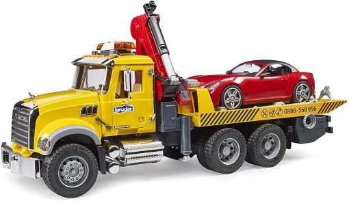 Camion de Remolque Mack Granite con Coche Roadster Bruder (02829) - Para Edades de 4 años en adelante - Compatible con figuras bworld - Imagen 4