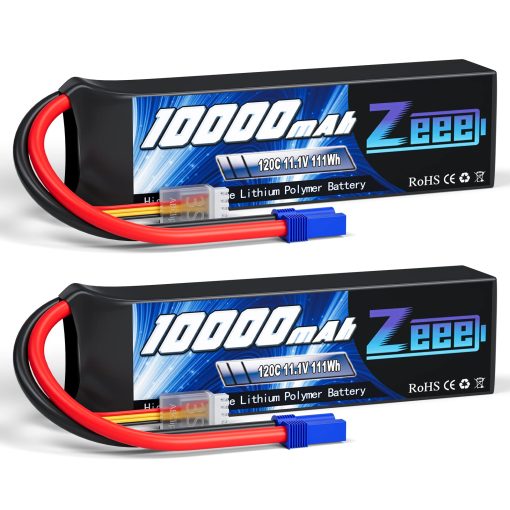 Bateria Lipo Zeee 3S 10000mAh 11.1V 120C con Conector EC5 Estuche Suave Bateria RC para Coche RC Camion Tanque Carreras Modelos Hobby (Paquete de 2)