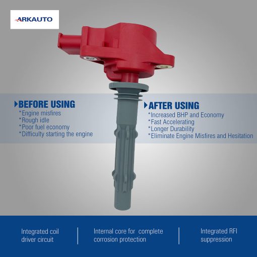 8PCS ARKAUTO HIGH ENERGY RED TOP IGNITION COIL UF535 A2729060060 A0001502780 PARA MERCEDES BENZ CL550 CLK550 CLS550 CLS550 E550 GL450 G550 GL450 GL550 ML550 S550 SL550 4.6 5.5 V8 M273 W211 W212 W221 - Imagen 3