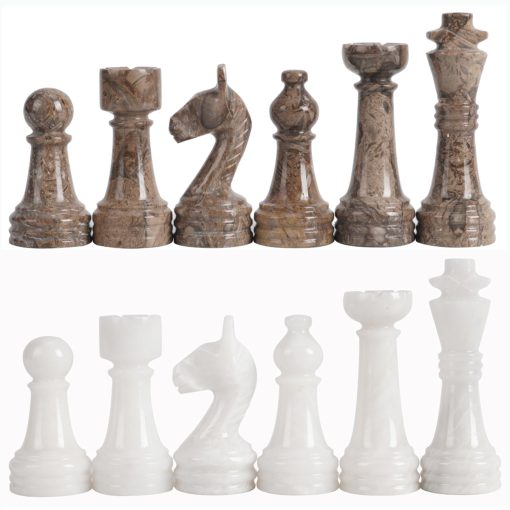 Piezas de Ajedrez de Marmol Radicaln Oceanic y Blanco de 3.5 Pulgadas Rey Figuras Hechas a Mano 32 Piezas de Ajedrez - Adecuadas para Juego de Ajedrez de 16-20 Pulgadas - Juegos de Mesa