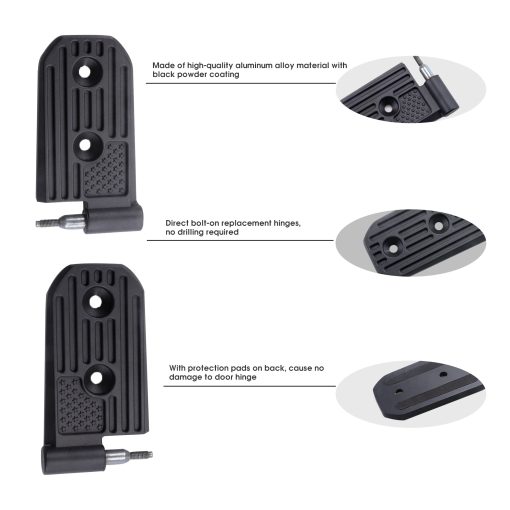 Kit de Bisagra de Puerta BESTAOO para Jeep Wrangler JL JLU & Gladiator JT Unlimited Rubicon Sahara Sports 2018-2024, Aleacion de Aluminio, Negro, 8 Piezas - Imagen 2