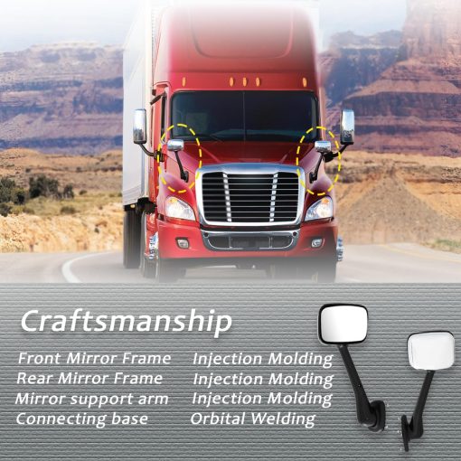 Espejos para capo Compatible con Freightliner Cascadia 2008-2017 (Cromo (Plata), Izquierdo) - Imagen 5