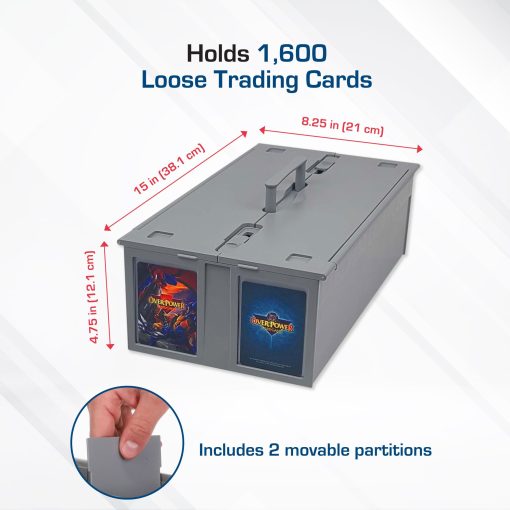Contenedor de Tarjetas Coleccionables BCW - Almacena hasta 1600 Tarjetas - Paquete de 2 Gris | Caja de Almacenamiento de Tarjetas Grandes para Tarjetas de Trading Sueltas | Cajas de Almacenamiento de Tarjetas Pokemon, MTG y Deportivas | Caja de Clasificacion de Tarjetas de Plastico - Imagen 3