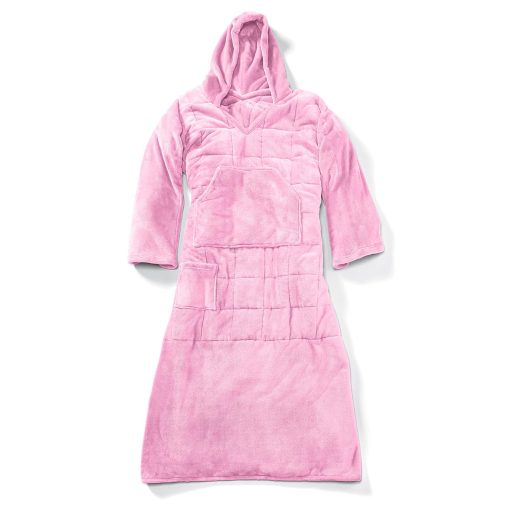 Ella Jayne - Manta con Capucha Ponderada de 10lb, Manta Ponible de Forro Polar 100% para Adultos y Adolescentes, Relleno de Perlas de Vidrio, Manta con Capucha Confortable, Talla unica para Todos - Rosa
