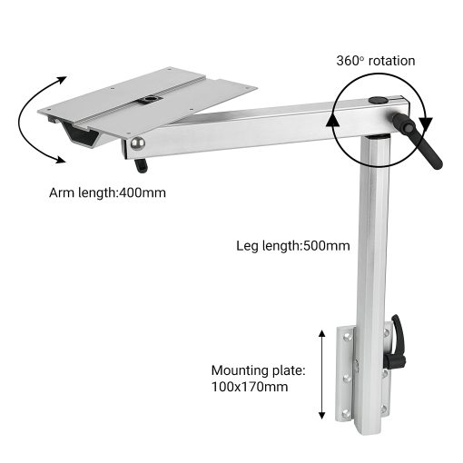 Pata de mesa desmontable DALUOBO Accesorios para RV Desmontable Altura Ajustable de Aleacion de Aluminio Rotacion de 360 Grados para Yates RV Autocaravana - Imagen 6