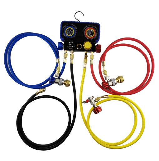 Juego de Manometros para Aire Acondicionado Wisepick, Juego de Manometros R1234yf R134A, Manometro de 4 Valvulas Compatible con R1234yf R134A y R404A Refrigerantes - Imagen 6