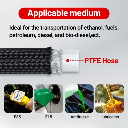 Kit de Linea de Combustible EVIL ENERGY 6AN PTFE, Manguera de Combustible AN6 E85 de 3 Metros Negro - Imagen 5