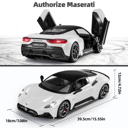Coche de control remoto MIEBELY Maserati, Puerta abatible Coche de juguete a escala 1:12 7.4V 900mAh Coches Rc rapidos con luz led Modelo de coche para adultos Ninos Ninas Ideas de regalo de cumpleanos (Blanco) - Imagen 4