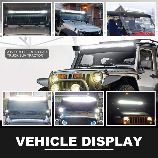 Barra de luz LED curvada 5D de 52" 300W + barra de luces LED recta de 20" 126W + 4x cubos LED de 4" + kits de cableado para lampara de manejo de barco marino Polaris Pioneer Can Am Defender UTV ATV Kubota Kawasaki Suzuki Pathfinder - Imagen 7